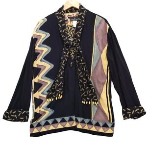 vtg Carole Little Paris France Art to Wear Rayon‎ Blazer Jacket 8 German Fabric